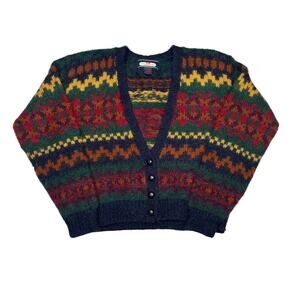 Vintage Princeton Clun Mohair Cardigan Sweater Women's Small Fuzzy Grandma
